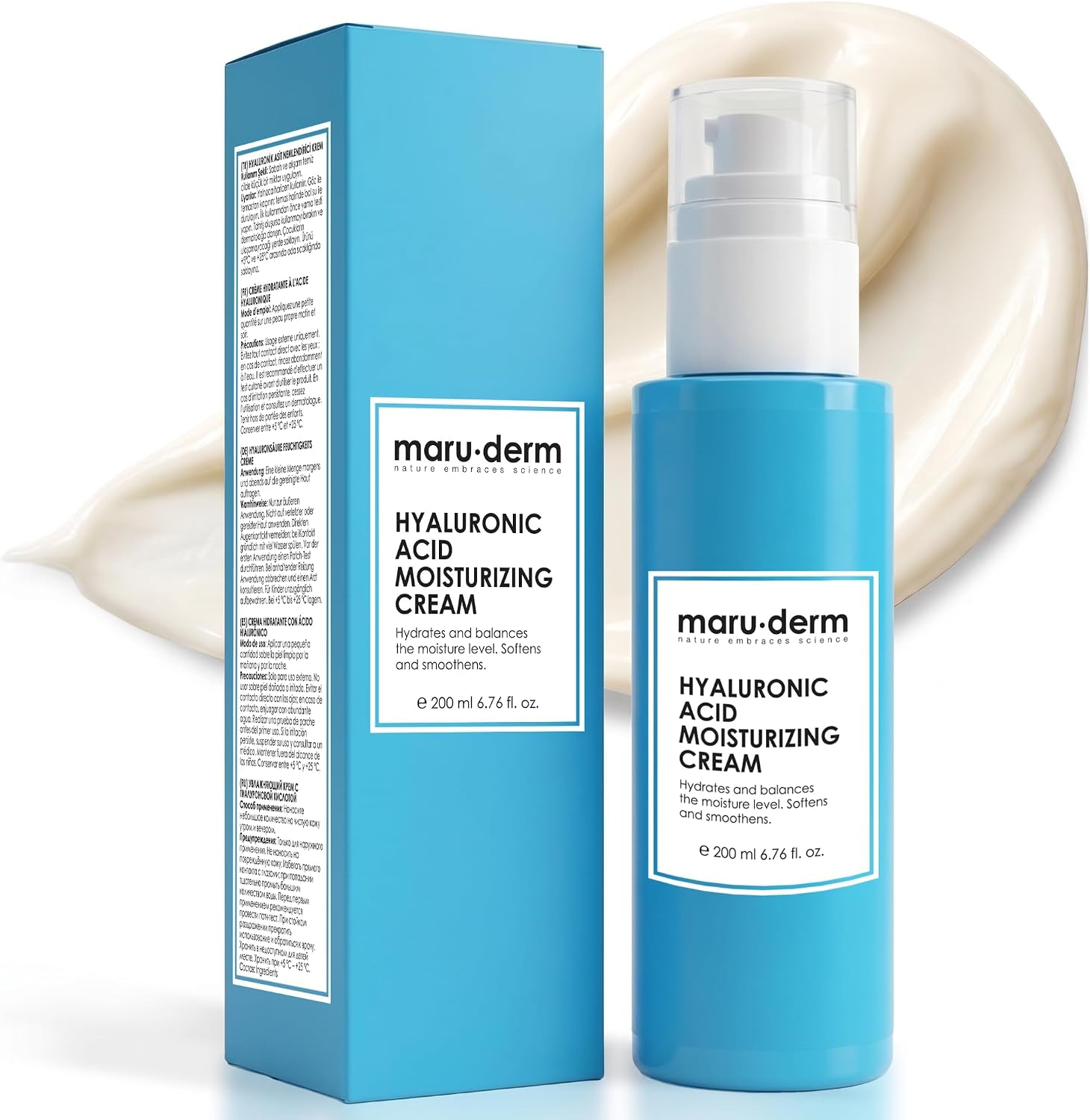 Maruderm Hyalüronik Asit Nemlendirici Yüz Bakım Kremi – Hyalüronik Asit ile Yoğun Nem ve Aydınlatma Desteği 200 ML